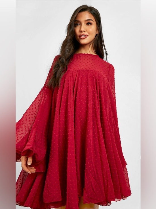 Boohoo Dresses & Skirts - Boohoo Ruby Red Textured Swing Mini Dress